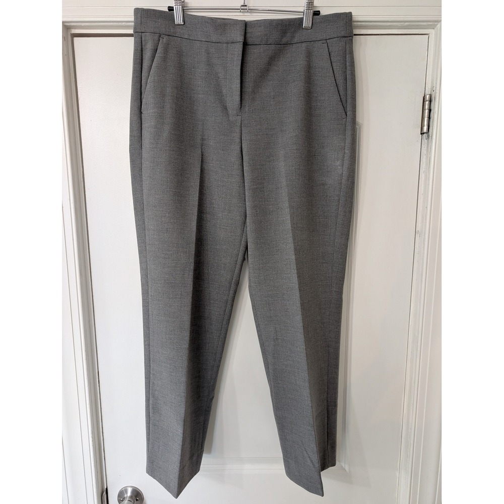 J.Crew Kate Straight Leg Trousers Heather Grey Carreman Fabric Womens 12
